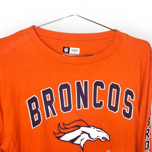 Broncos Football Tee‎ Sz L Long Sleeves Shirt Cotton NFL League Sport Football - Picture 4 of 7